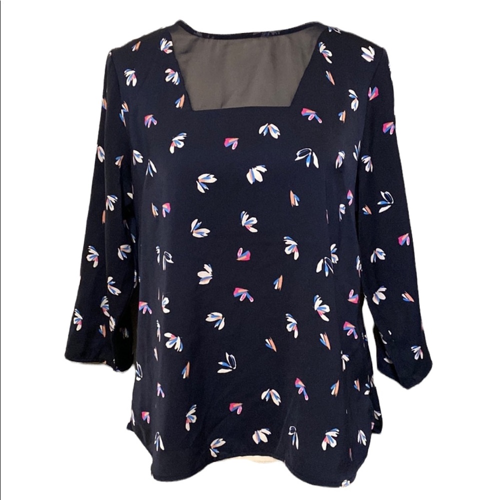 THE LIMITED floral print mesh neckline top